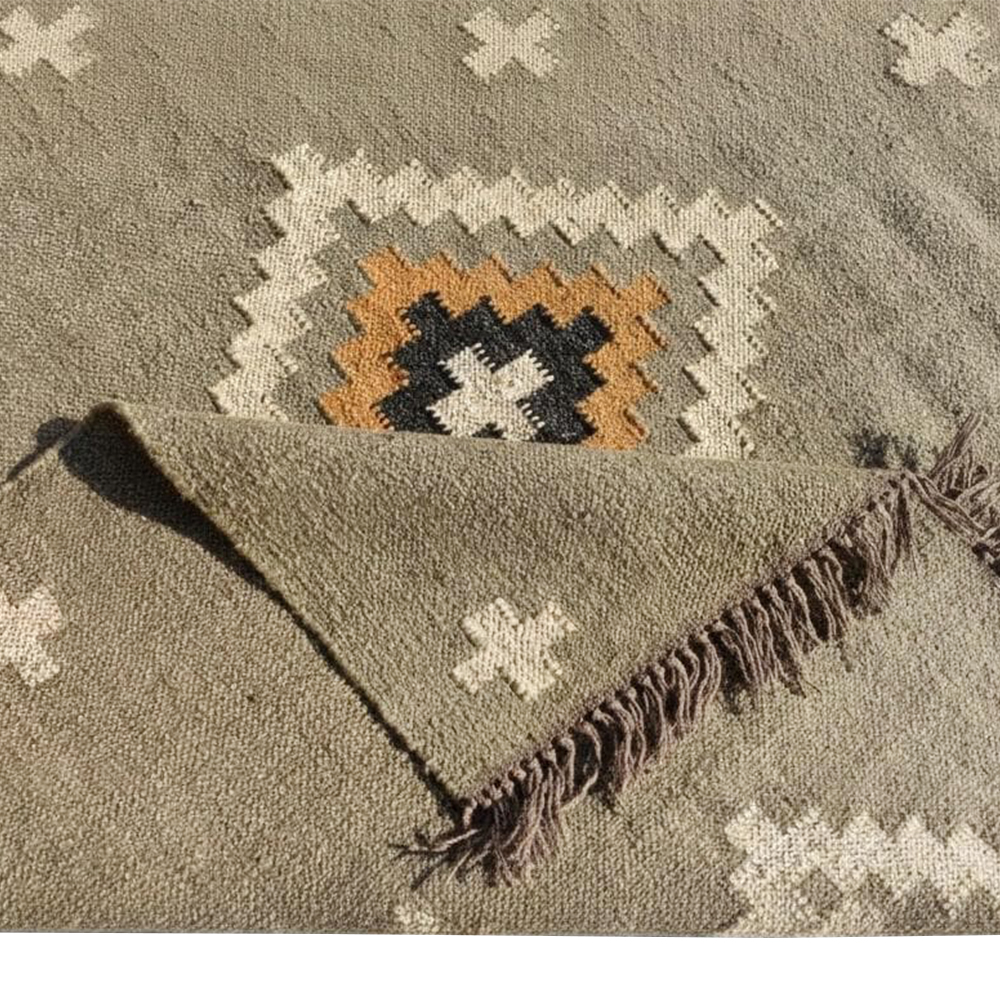 Multicolor Jute Vintage Handcrafted Dhurrie For Home